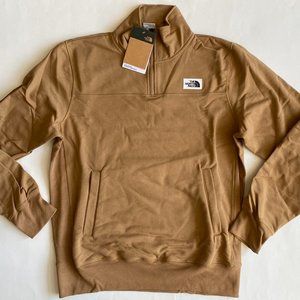 The North Face Heritage Patch 1/4 Zip Pullover Fleece Sweatshirt Jacket Brown